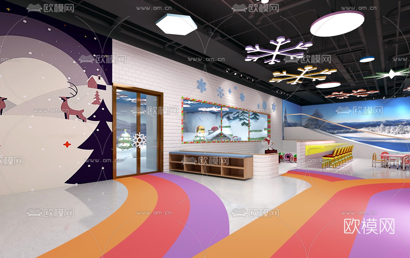 现代儿童游乐场su模型下载（渲染图5）