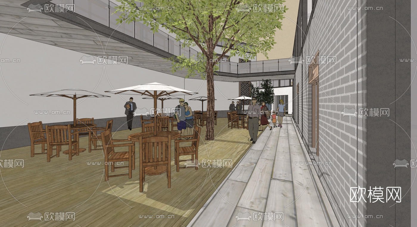 中式商业步行街su模型下载（渲染图5）