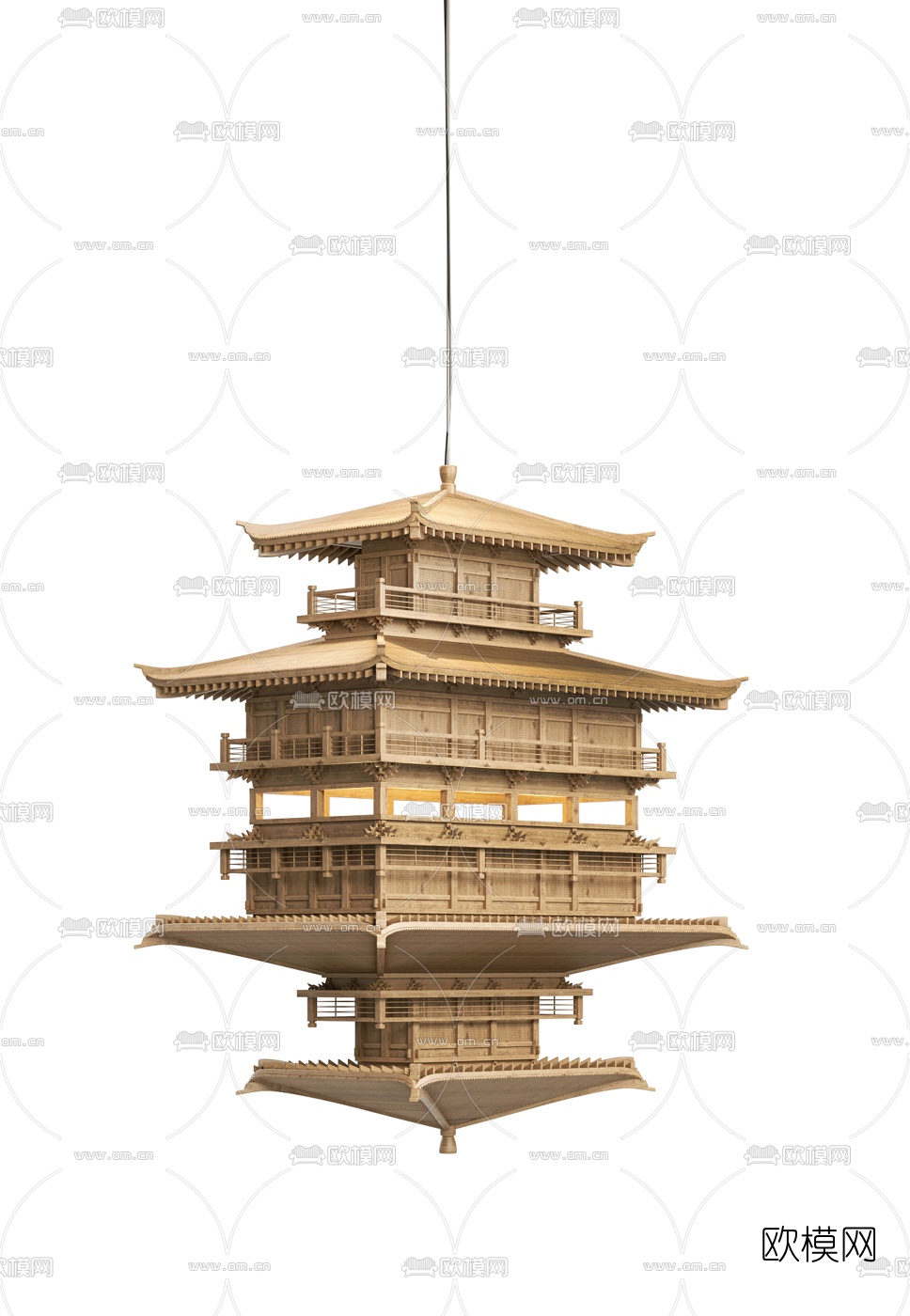 新中式 屋檐吊灯3D模型
