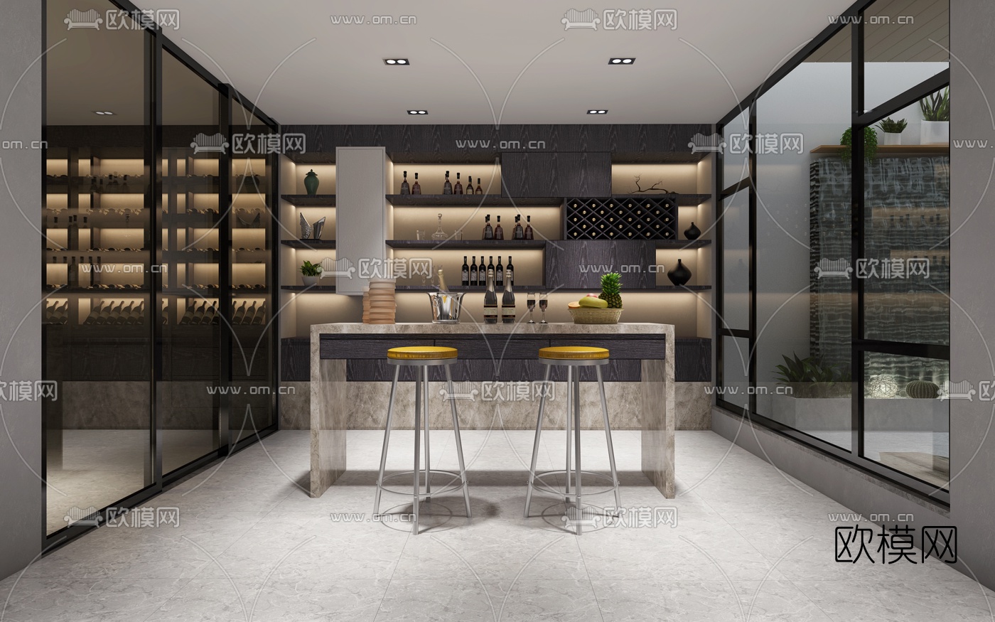 现代会所招待室3D模型下载（渲染图2）