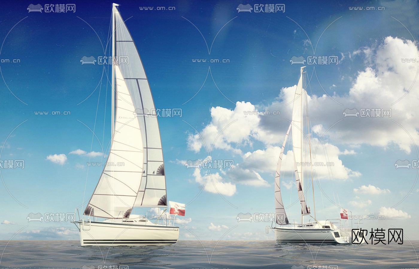 现代帆船3d模型