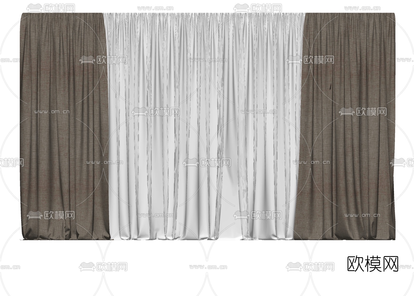 现代布艺窗帘su模型下载