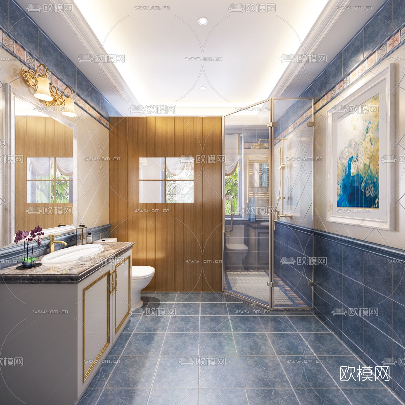 简欧浴室卫生间3D模型-免费3dmax模型库-欧模网