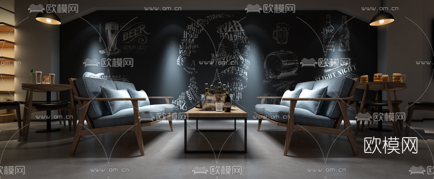 现代酒吧清吧3d模型