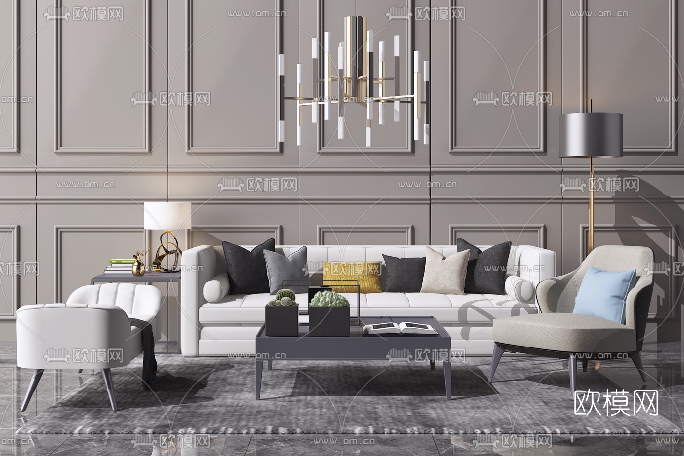 后现代沙发组合3d模型下载