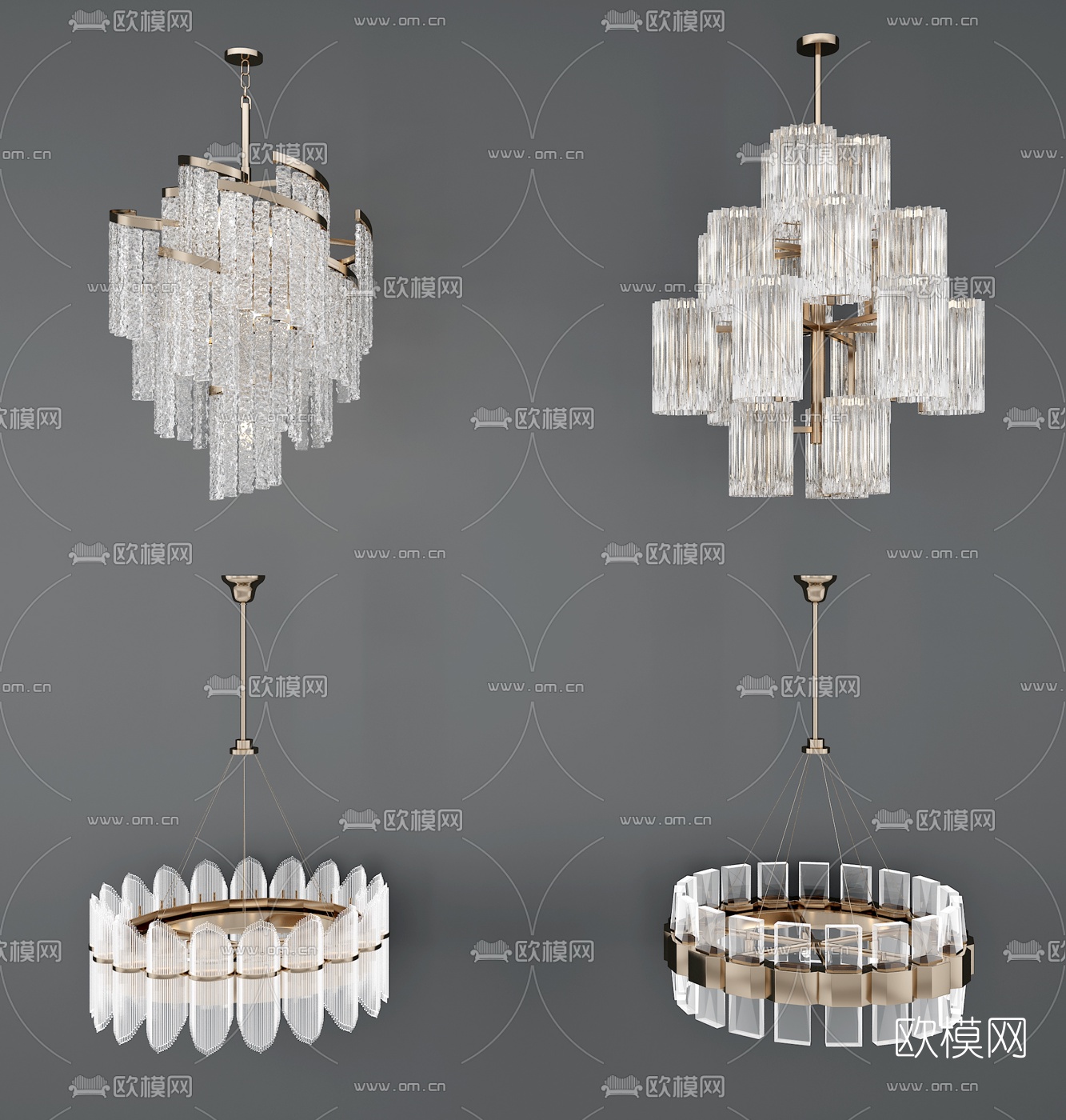 现代水晶吊灯3d模型下载