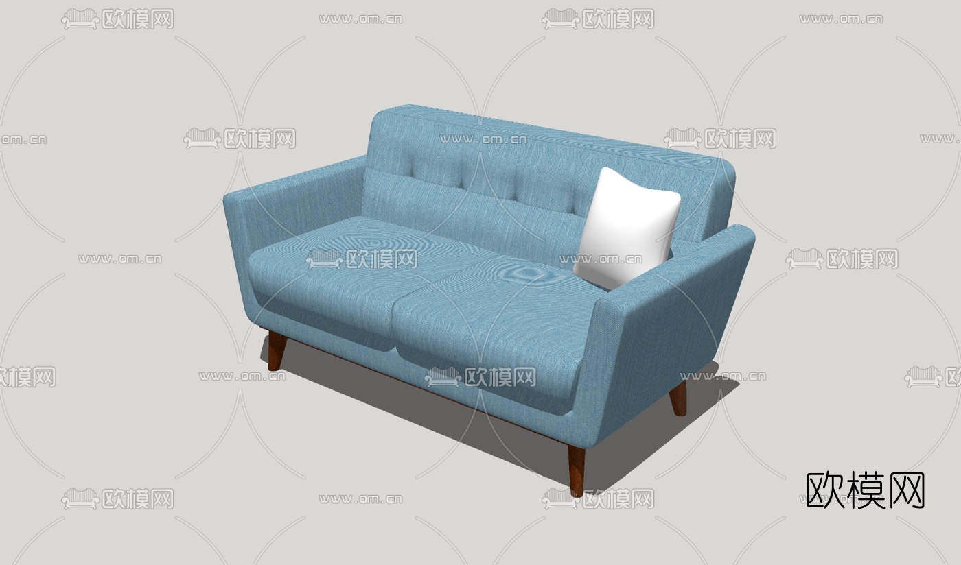 北欧布艺双人沙发免费su模型下载