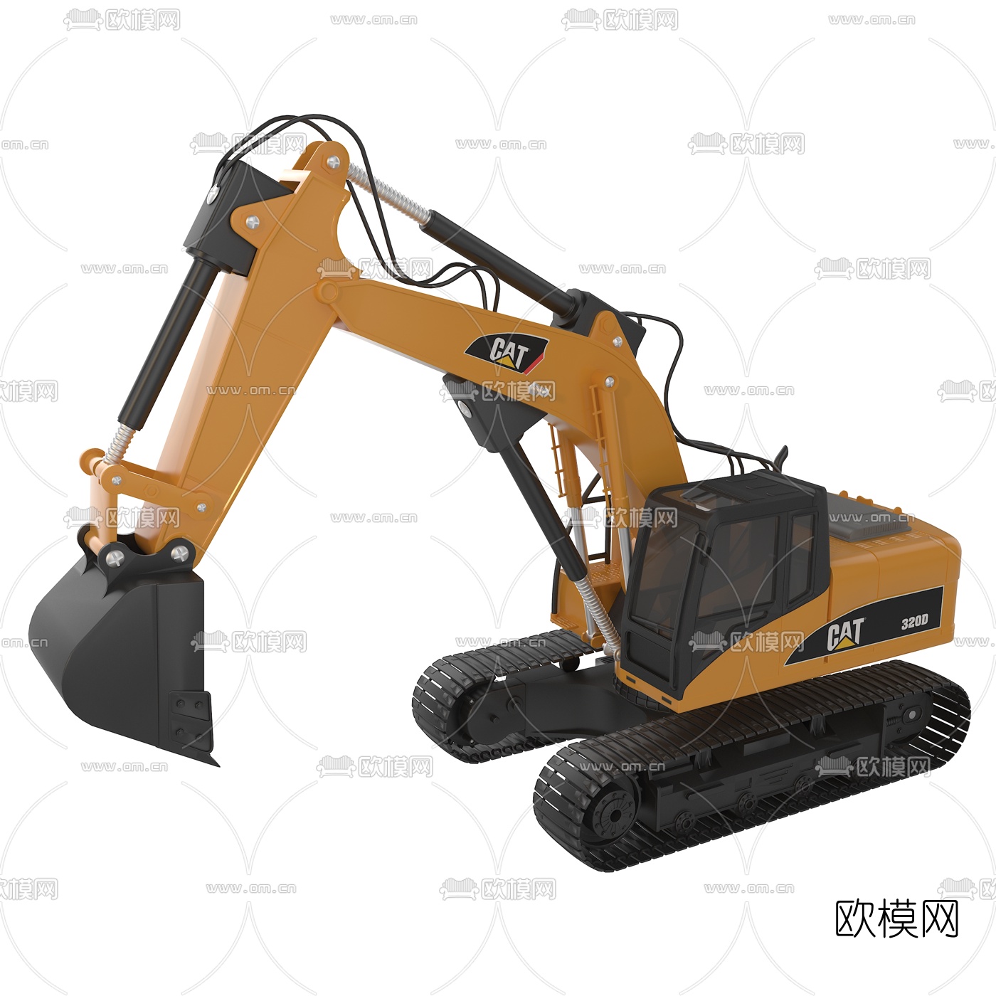 现代工程车挖掘机车辆3D模型