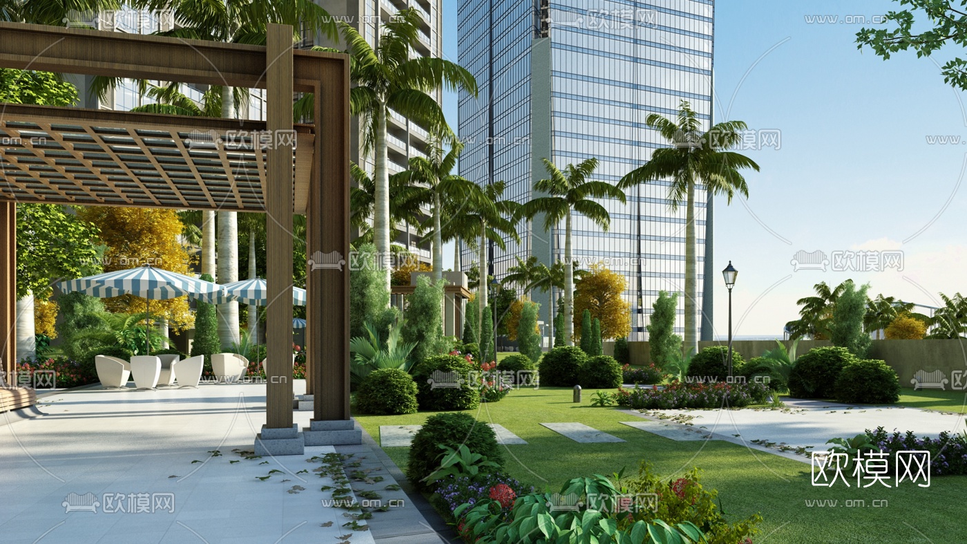 现代建筑园林景观3D模型