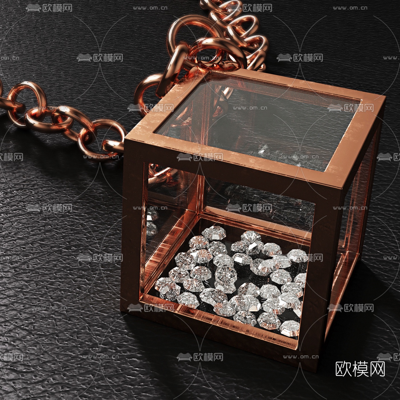 现代珠宝首饰项链3d模型下载（渲染图2）