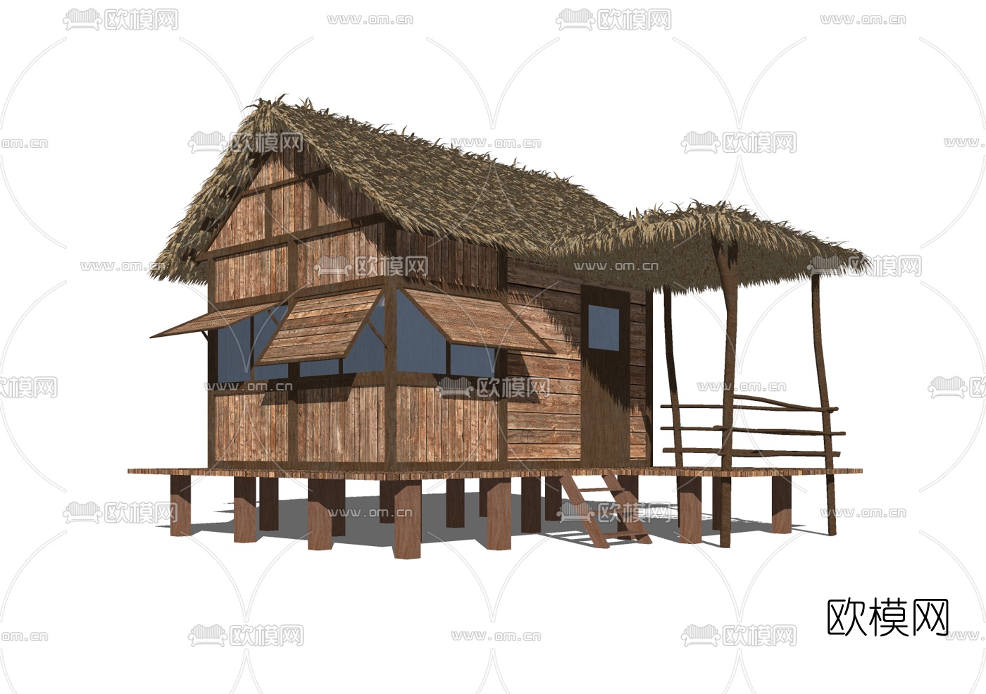 自然风茅草屋su模型下载（渲染图2）