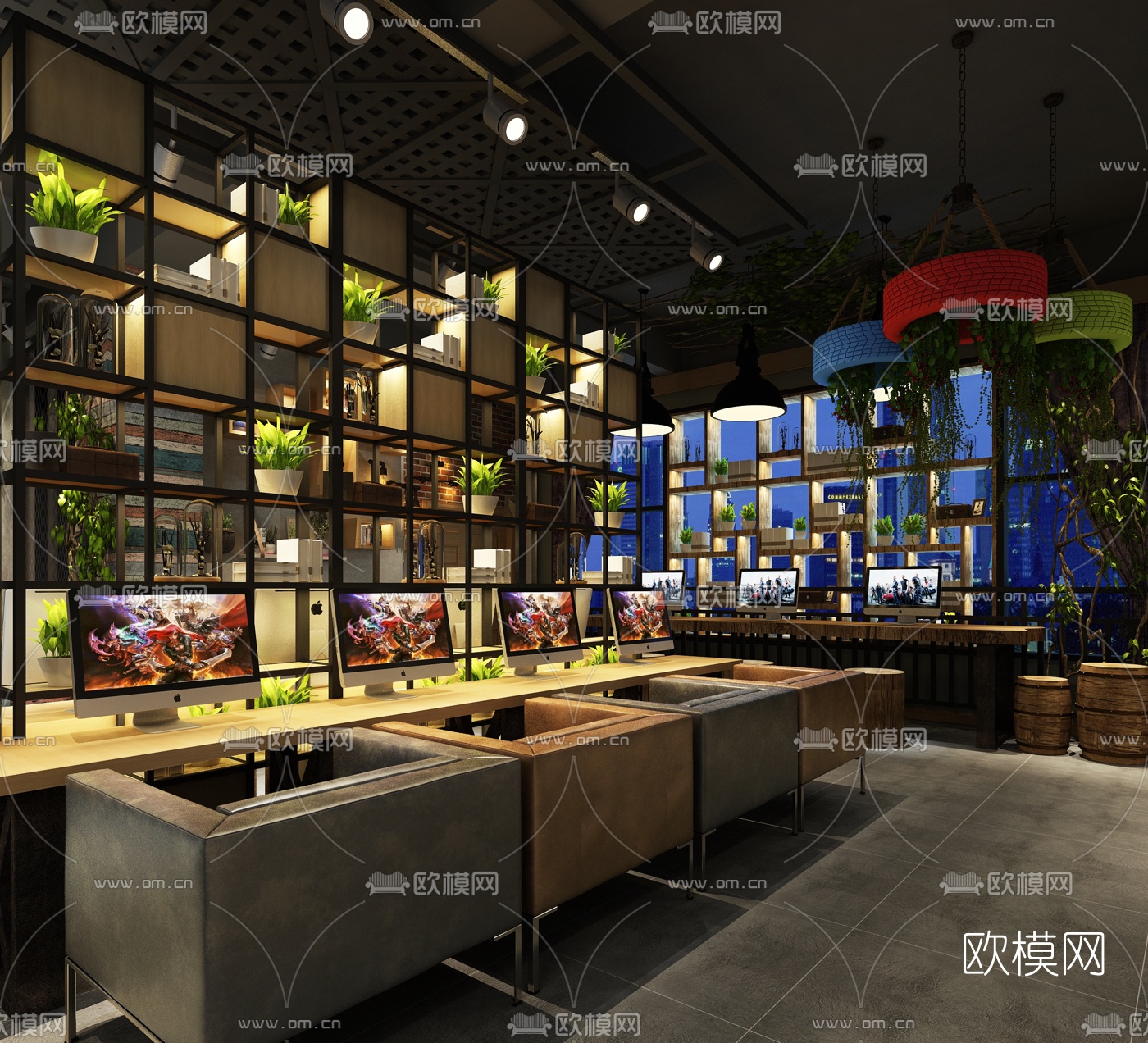 工业风网咖3D模型