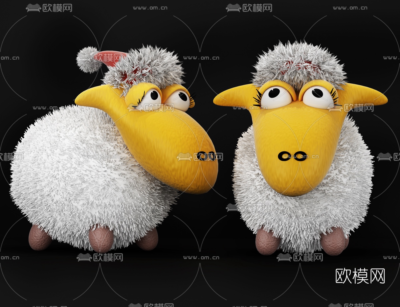 现代儿童小羊毛绒玩具3d模型