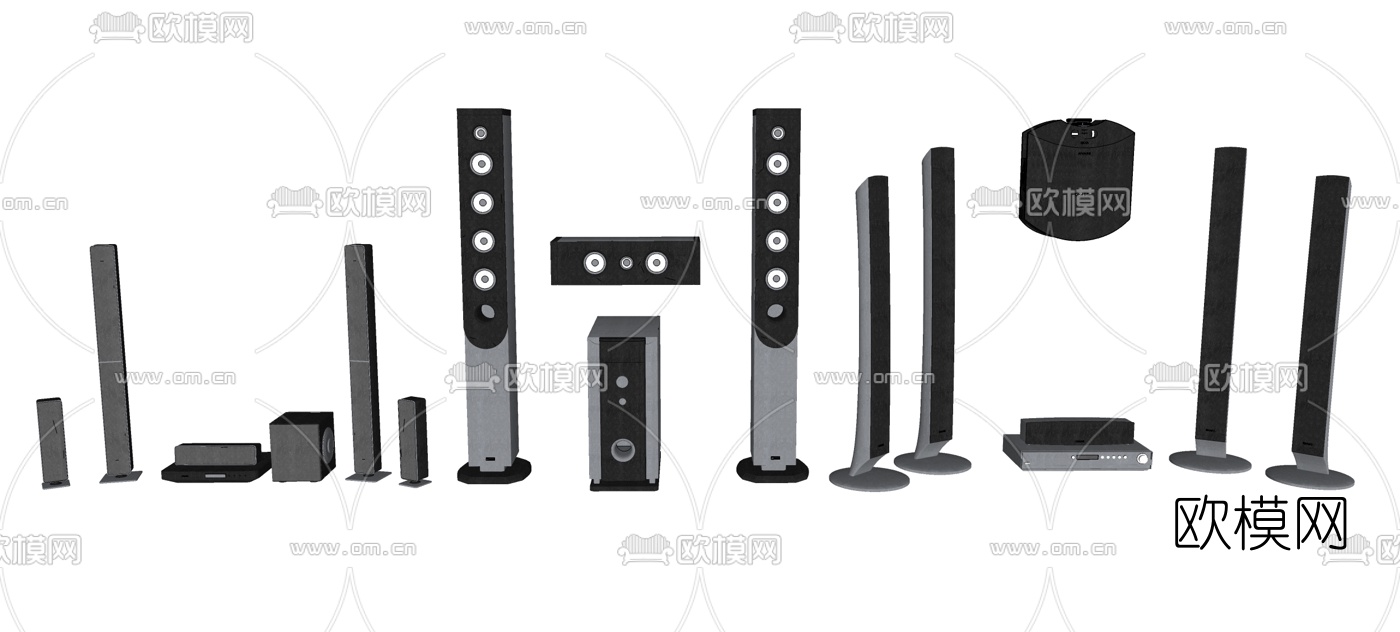 现代音响组合su模型下载