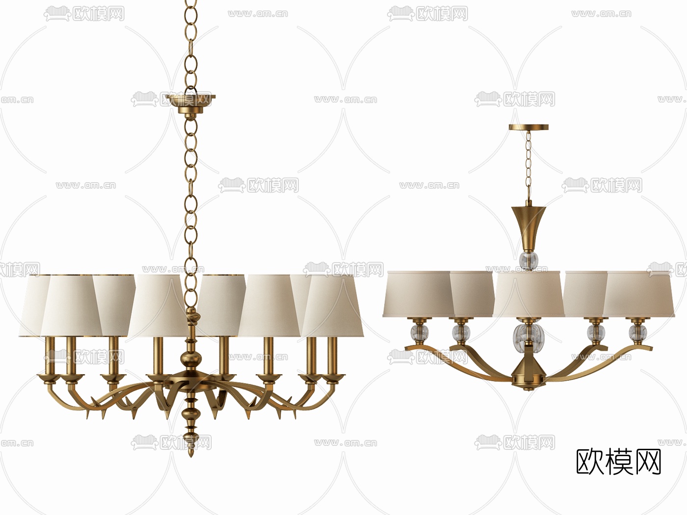 美式金属吊灯组合3d模型下载