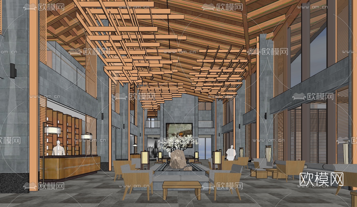 现代禅意售楼中心免费su模型下载（渲染图5）