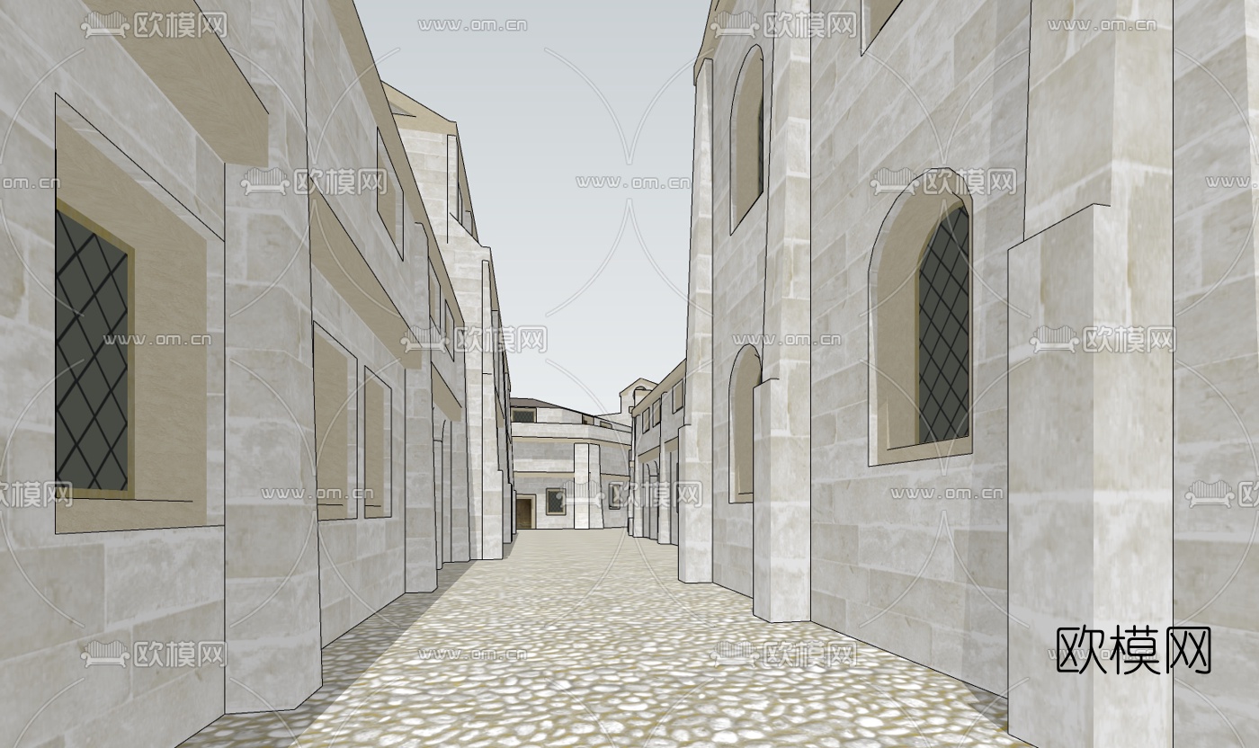 欧式古典小镇规划免费su模型下载（渲染图5）