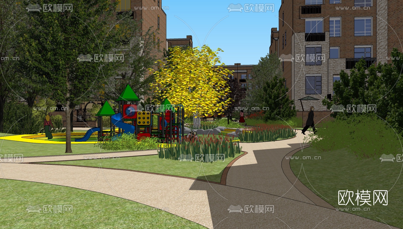 现代园林景观su模型下载（渲染图1）