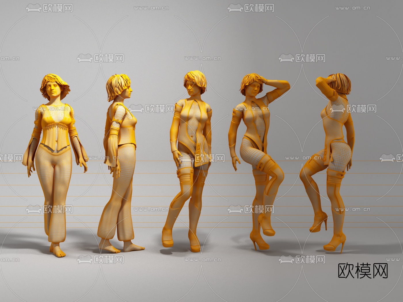 现代人物模特组合3D模型