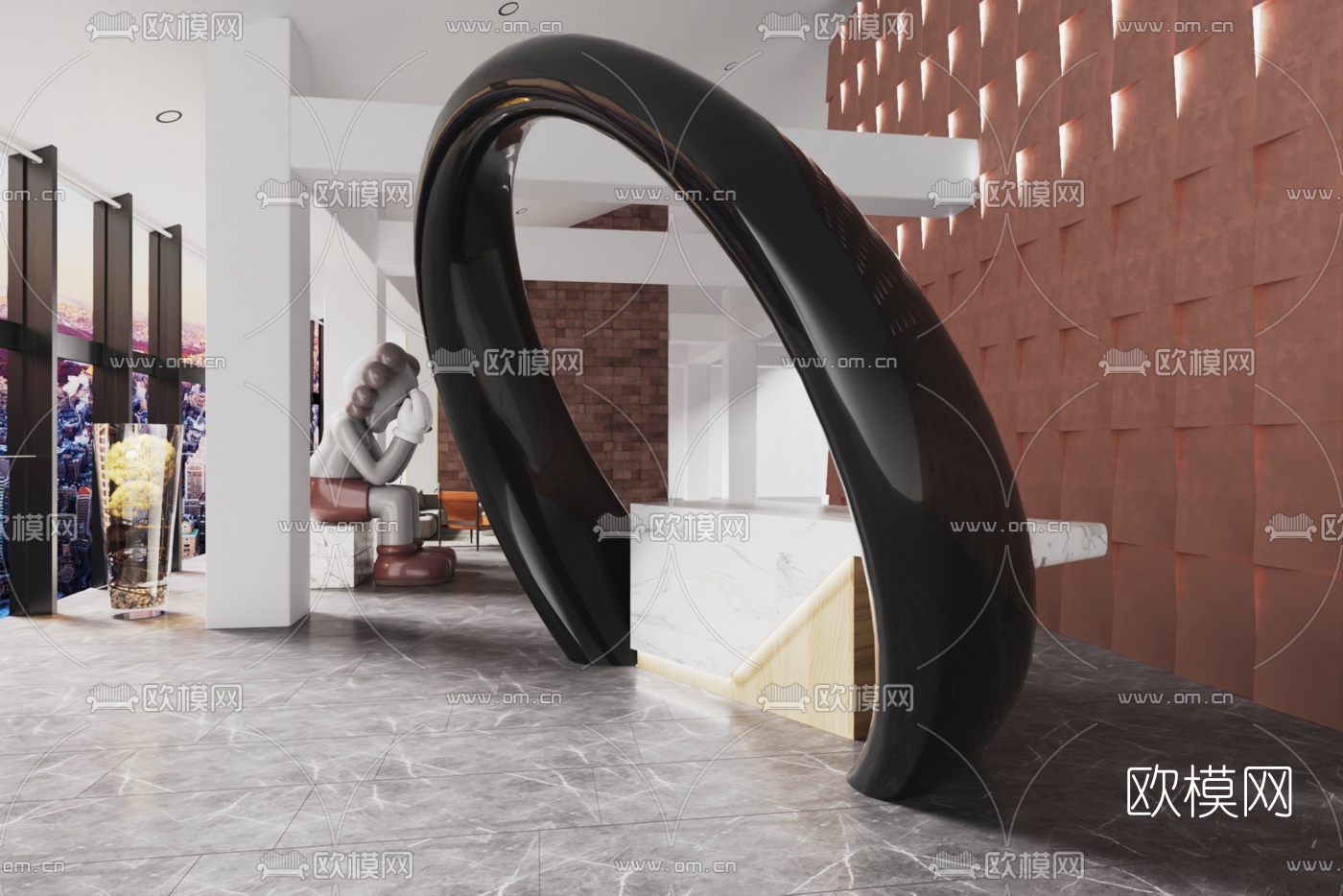 现代前台大厅3d模型