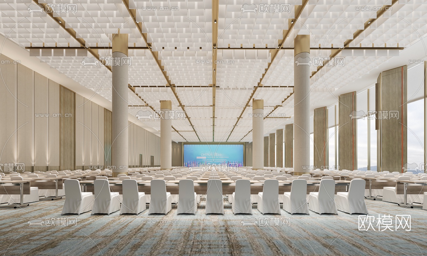 现代大会议厅3d模型下载
