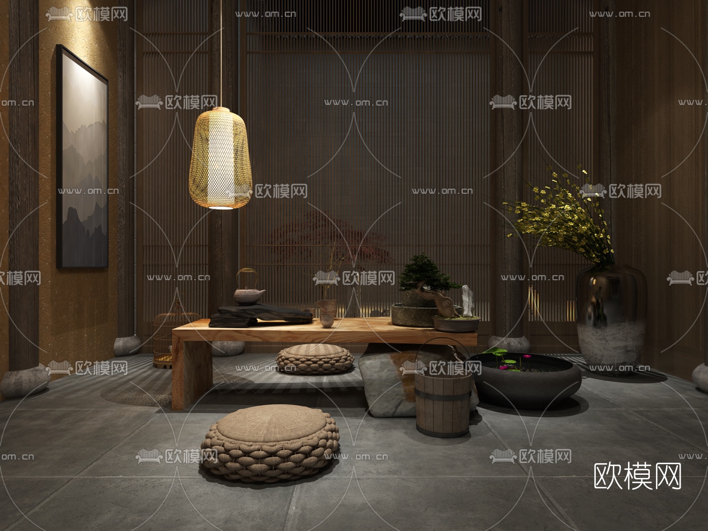 中式会所茶室3D模型