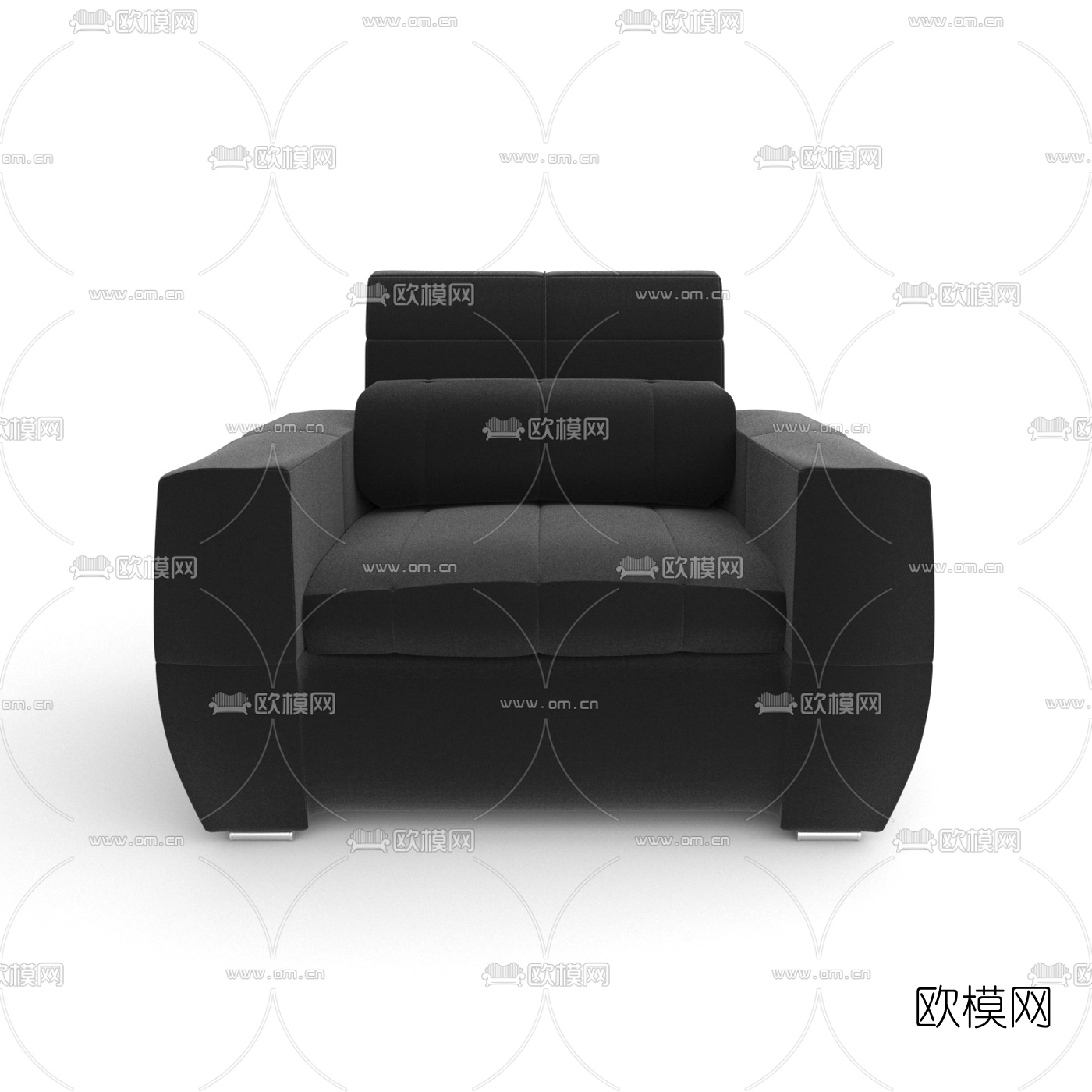 现代灰色绒布办公沙发3d模型下载（渲染图2）