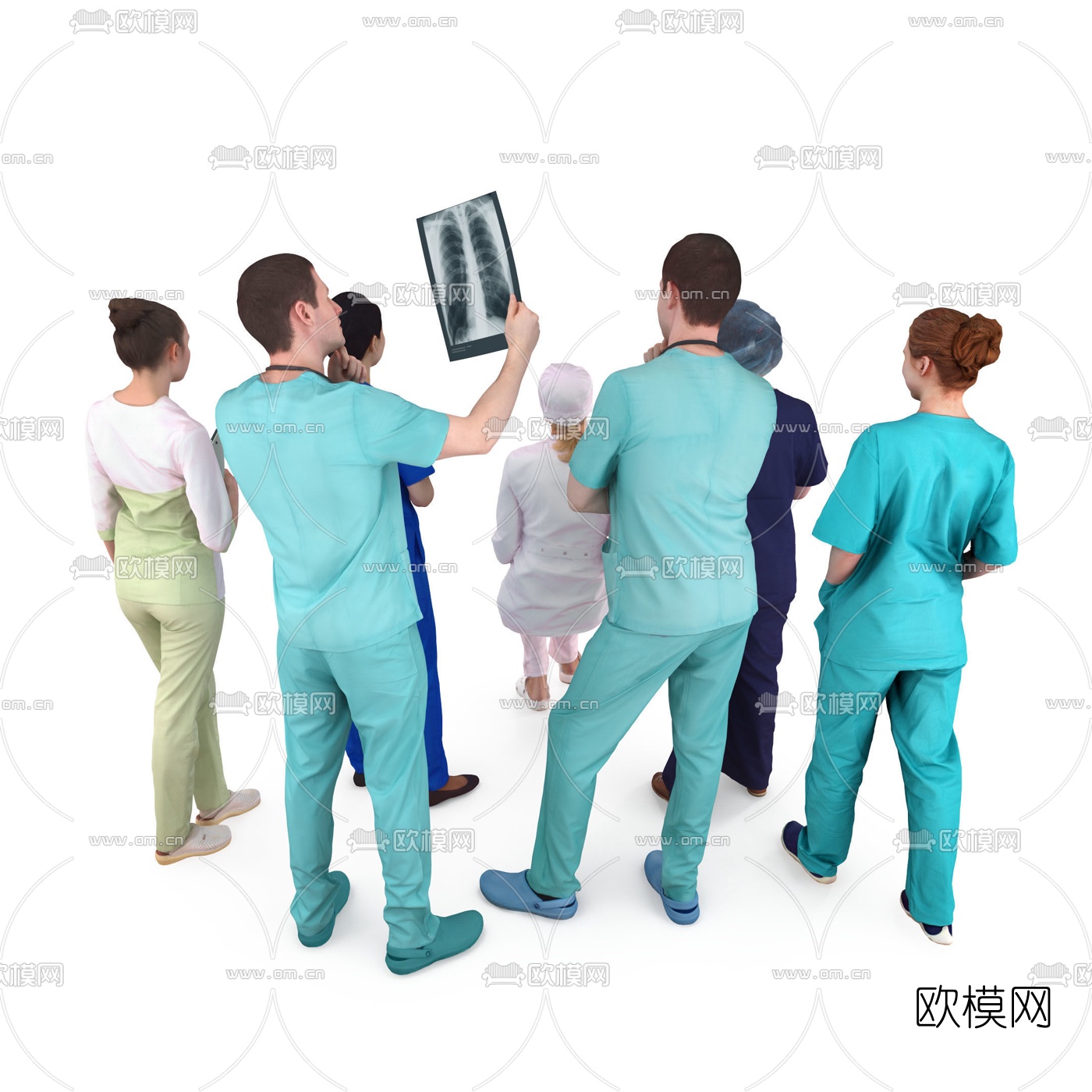现代医生护士人物3d模型下载（渲染图1）