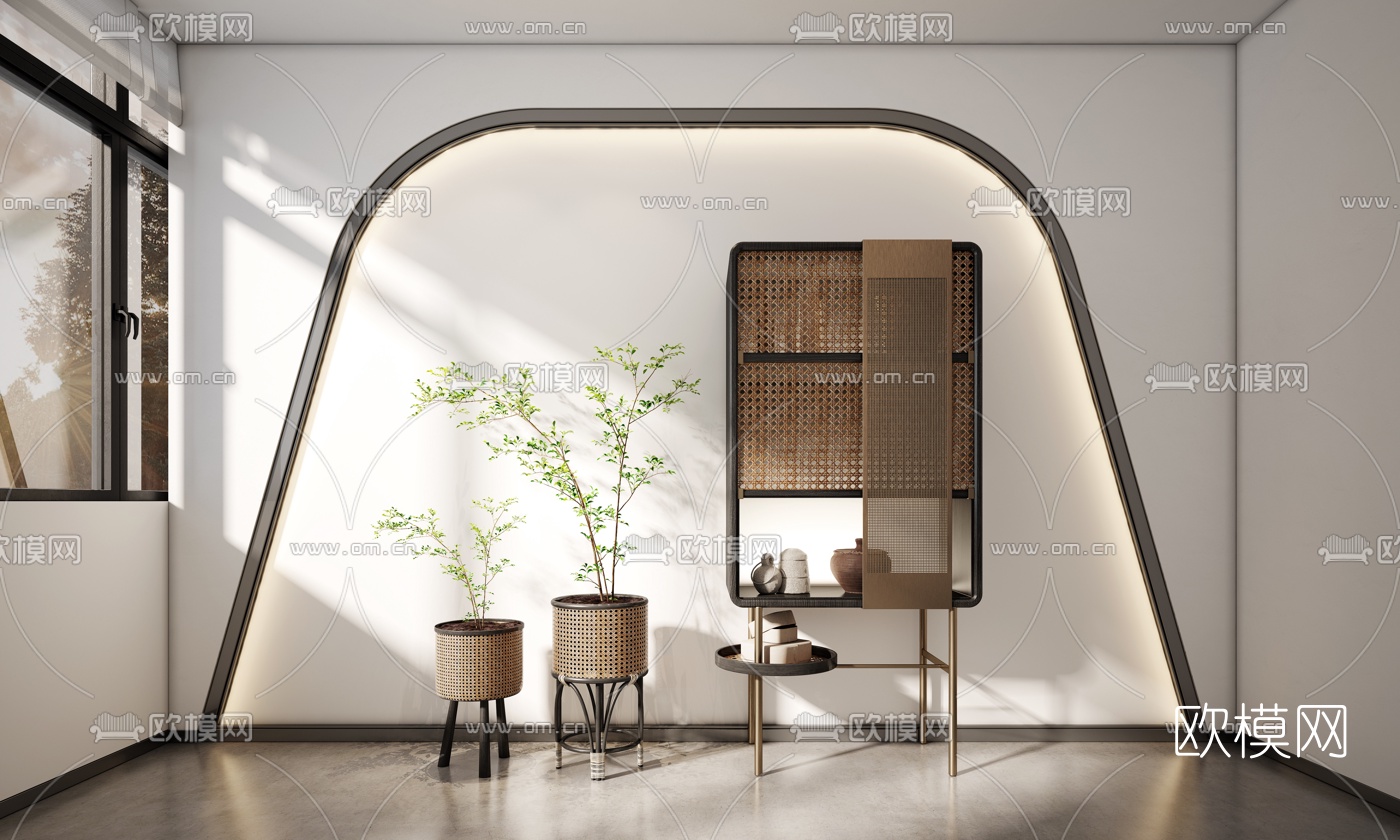 北欧编织储物柜3d模型下载（渲染图1）