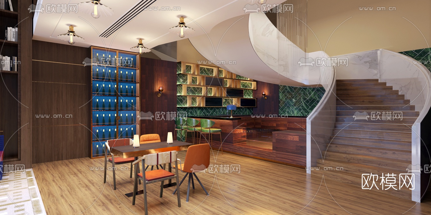 现代酒店大堂吧3d模型