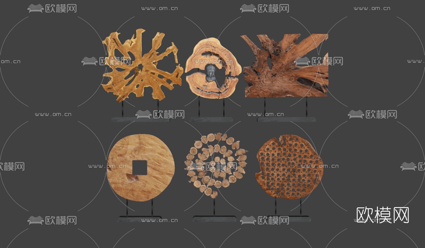 自然风原木摆件su模型