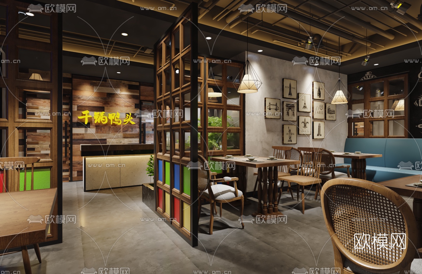 欧式休闲西餐厅3D模型