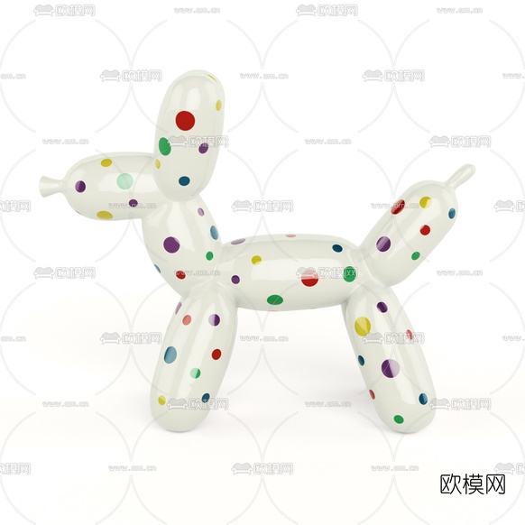 现代气球小狗雕塑3d模型下载(渲染图2)