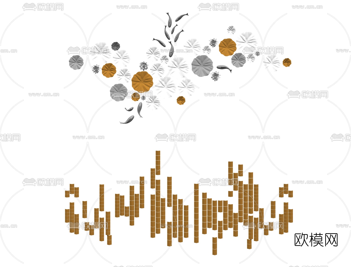 现代金属墙饰挂件组合su模型下载