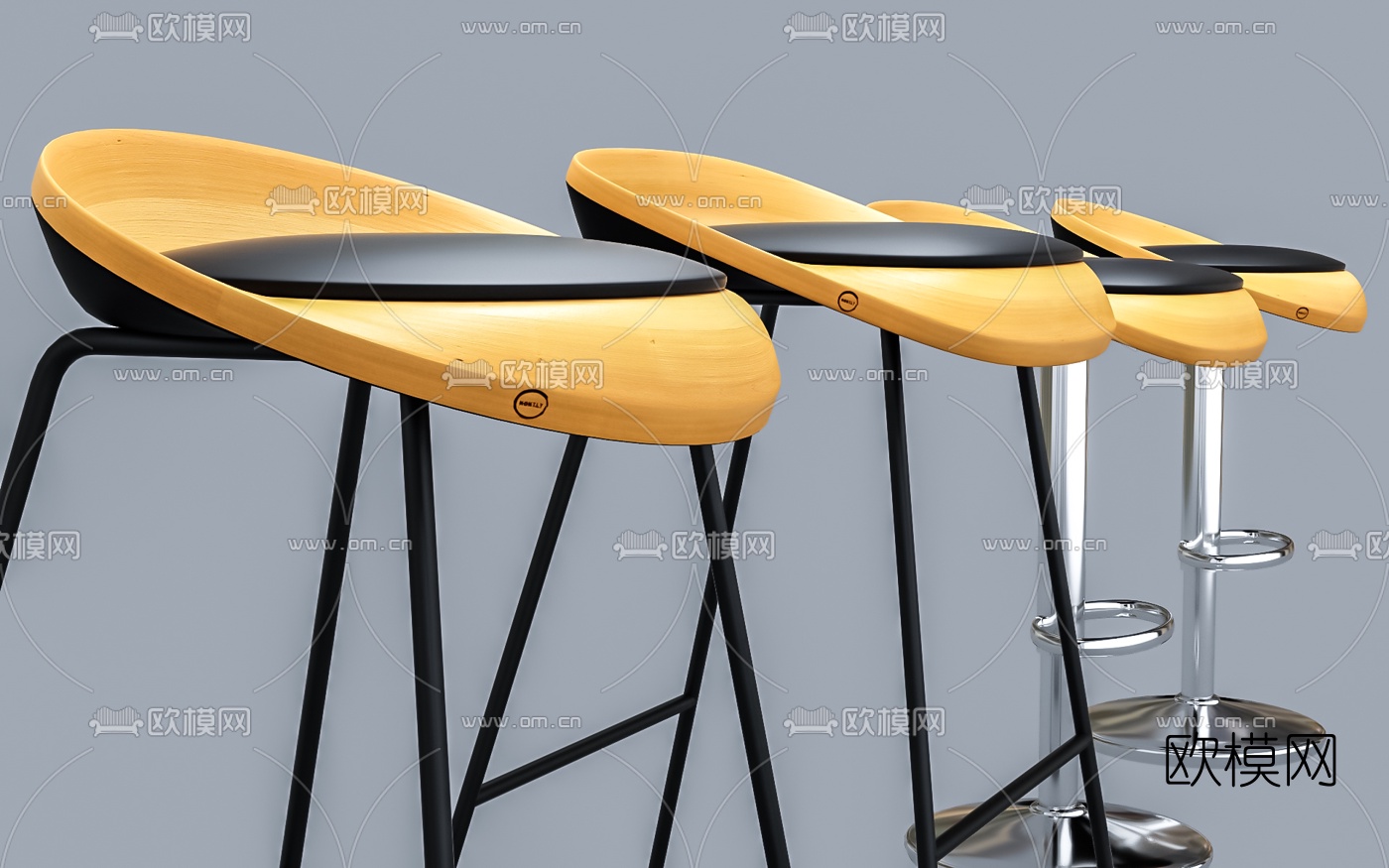 现代铁艺吧台椅3d模型下载（渲染图2）