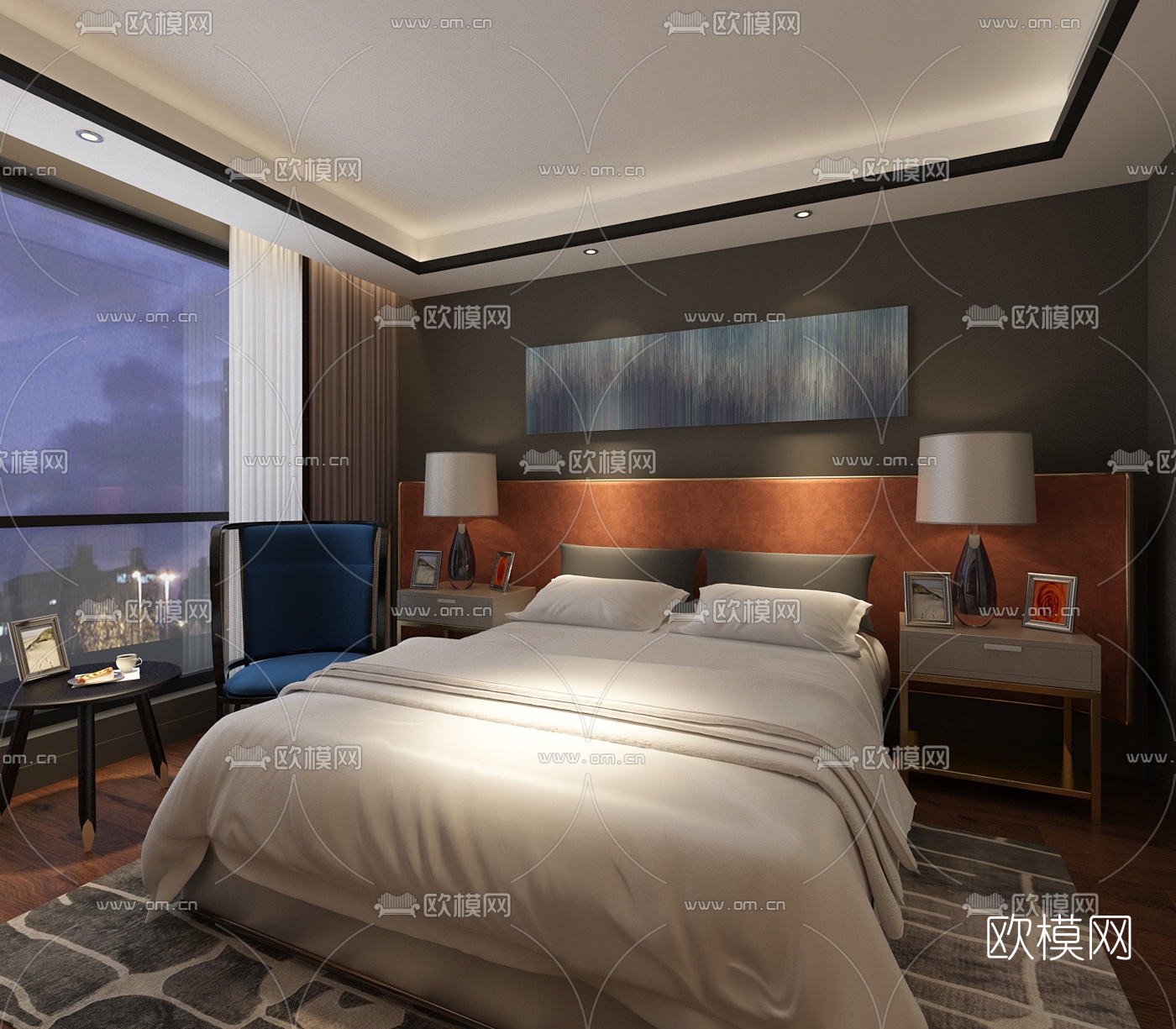 现代酒店客房标间3D模型
