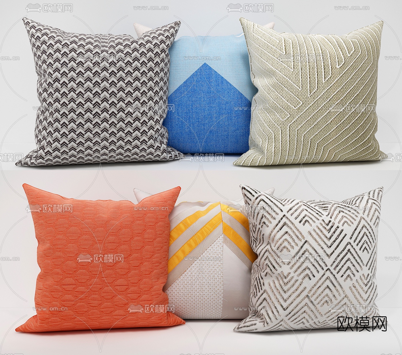 现代布艺抱枕3d模型下载