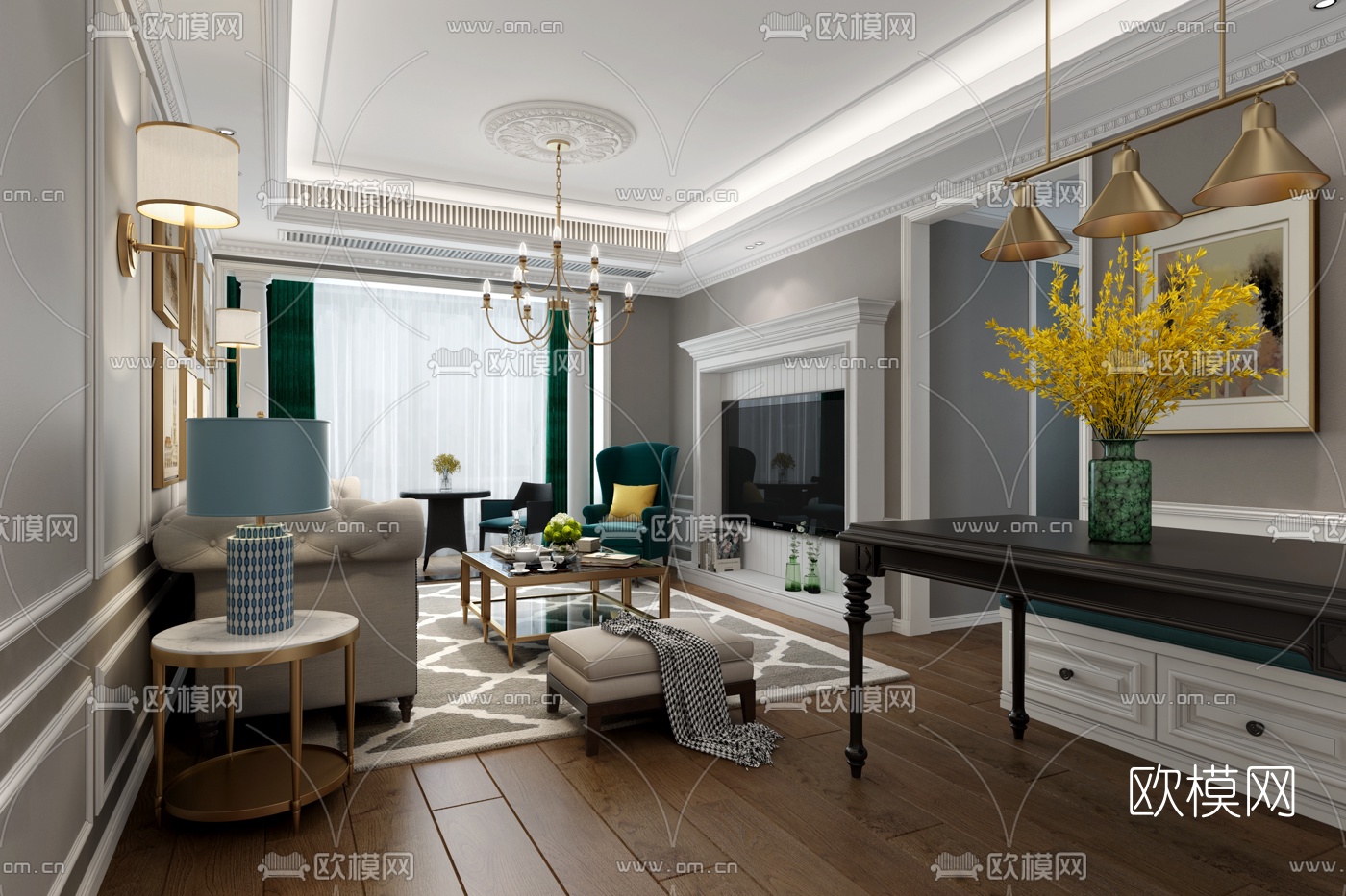 美式客厅3D模型