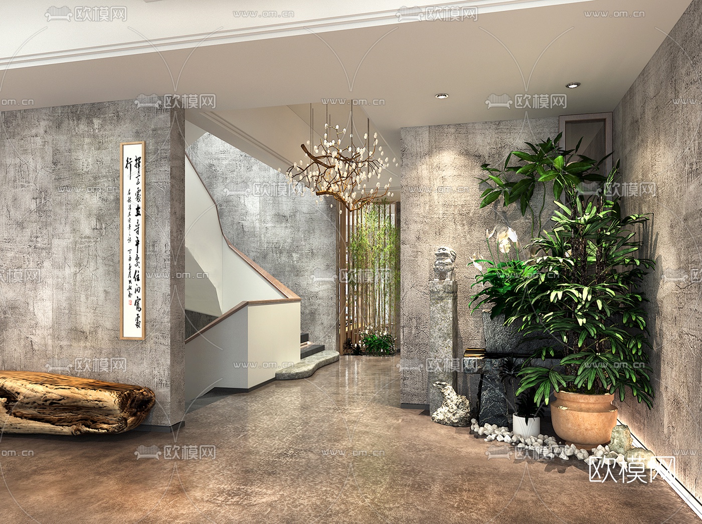 自然风茶室3d模型下载（渲染图3）