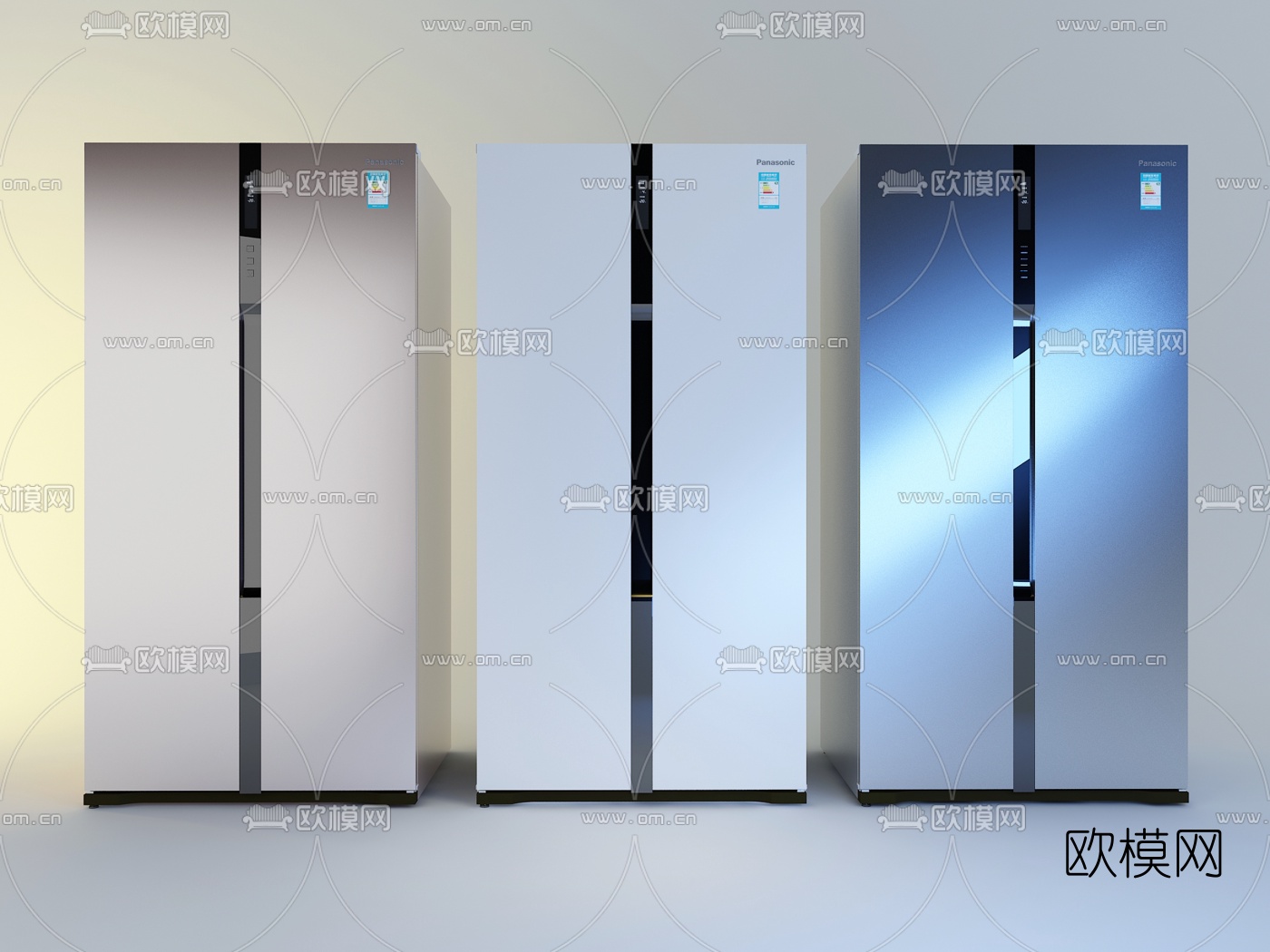 现代对开门冰箱3d模型