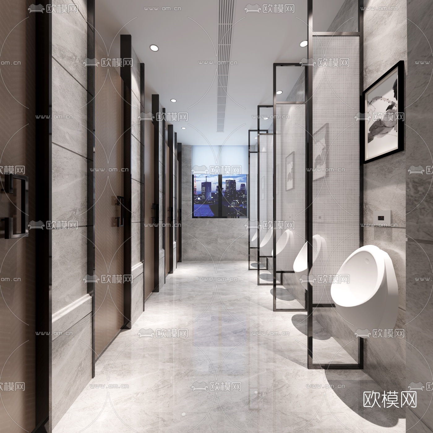 现代公共卫生间3D模型-免费3dmax模型库-欧模网