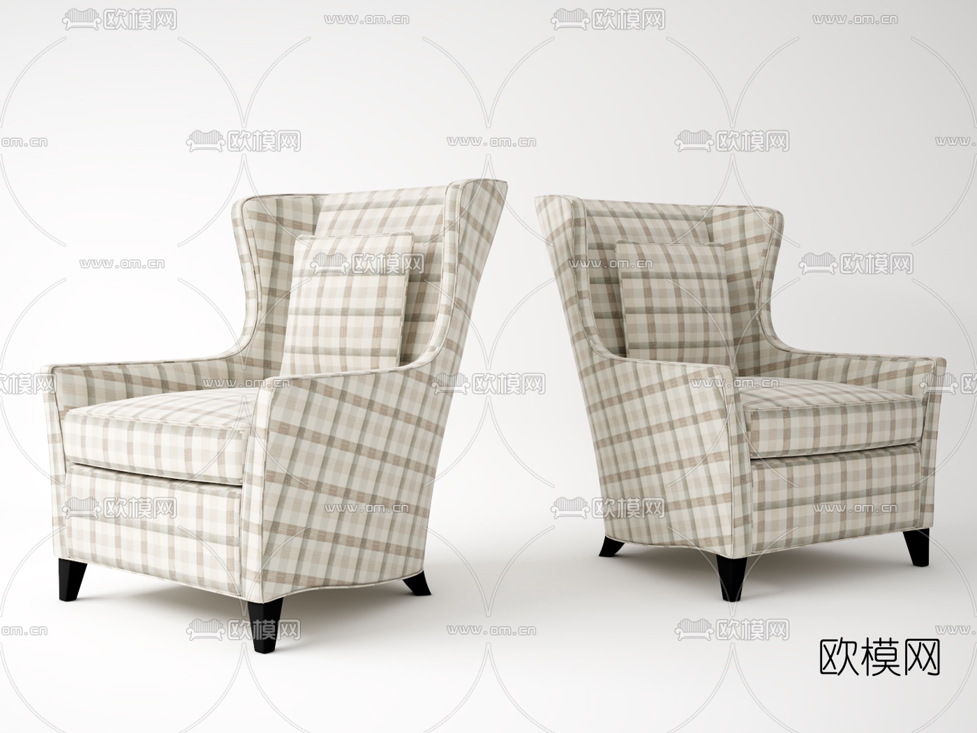 简欧单人沙发3d模型下载