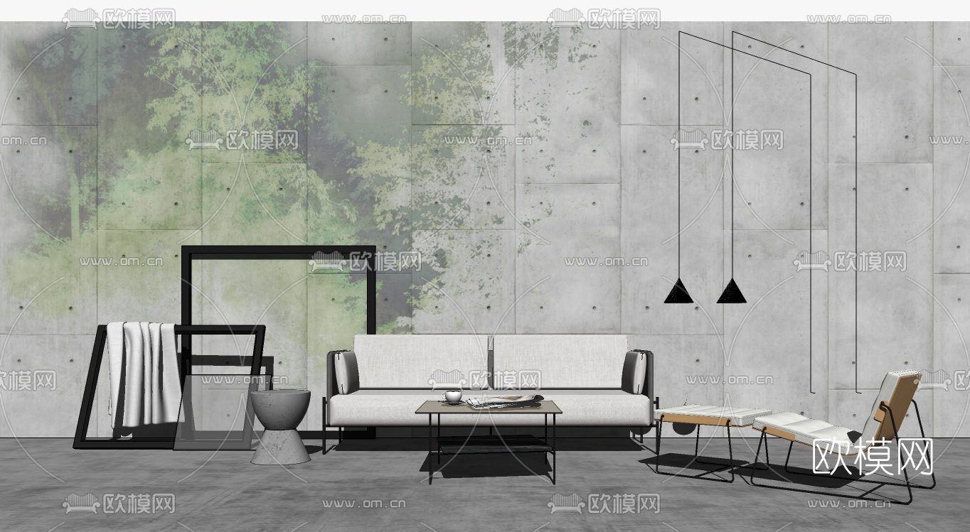 现代简约沙发组合su模型下载