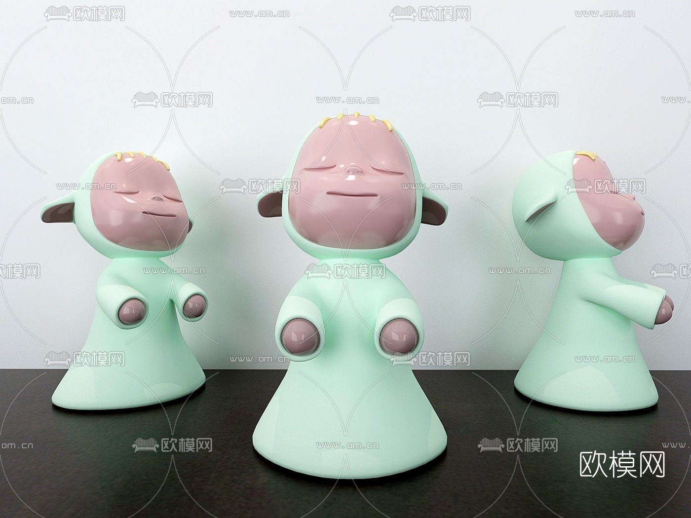 现代儿童小娃娃玩具摆件3d模型下载