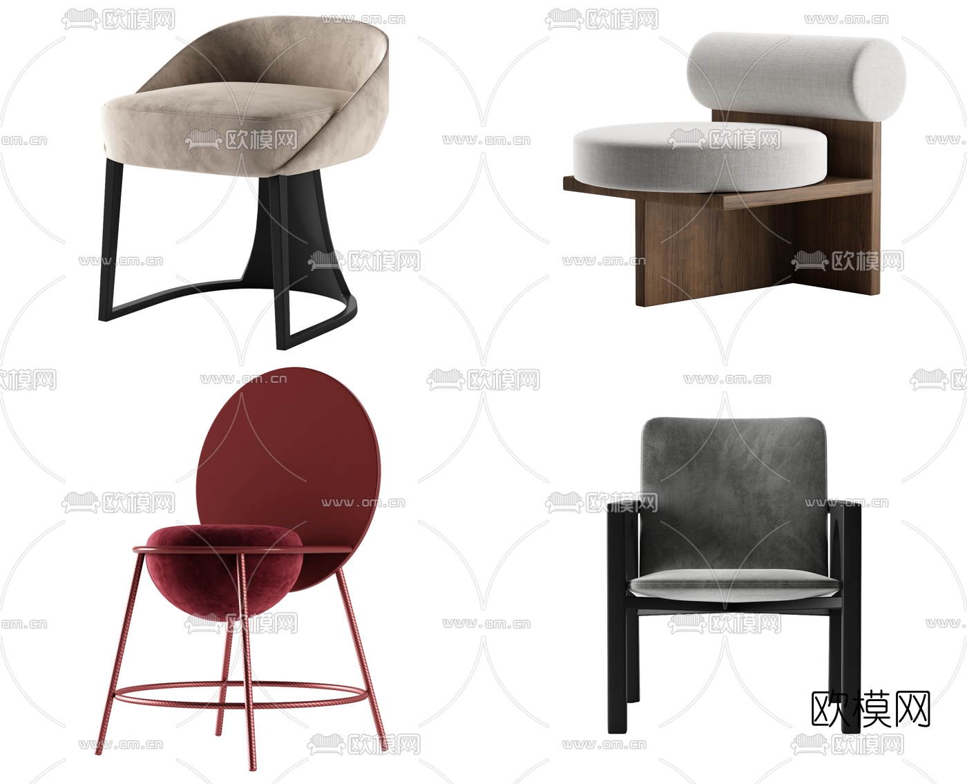 现代布艺单椅3d模型下载