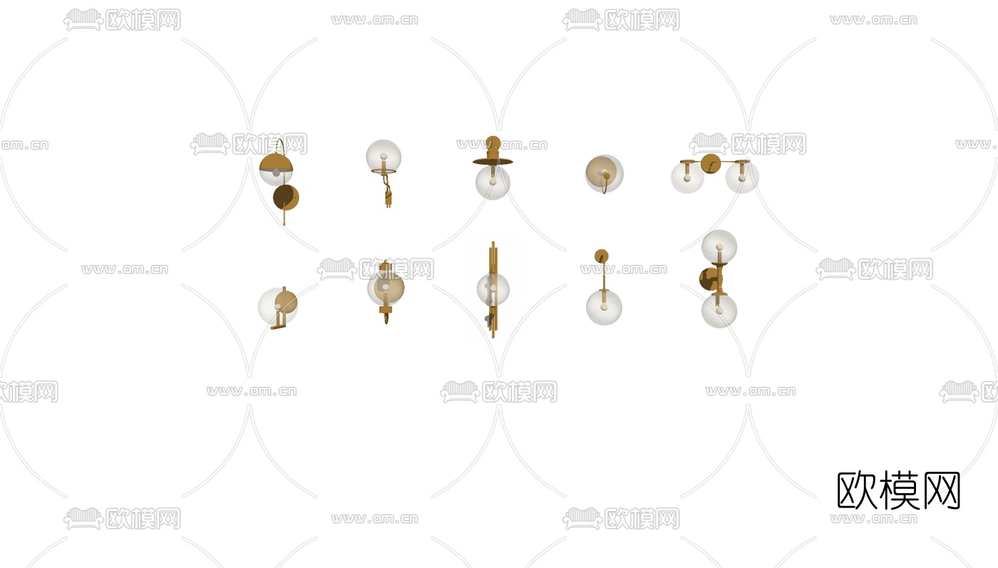 现代金属壁灯组合su模型下载（渲染图2）