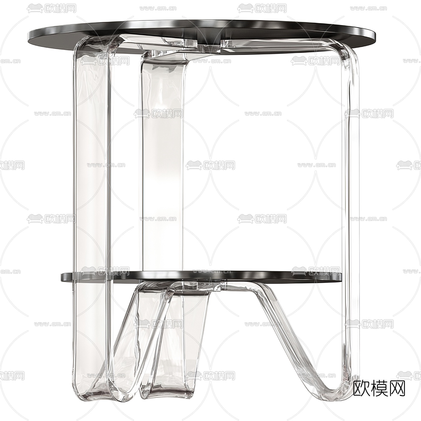 现代圆形边几3d模型