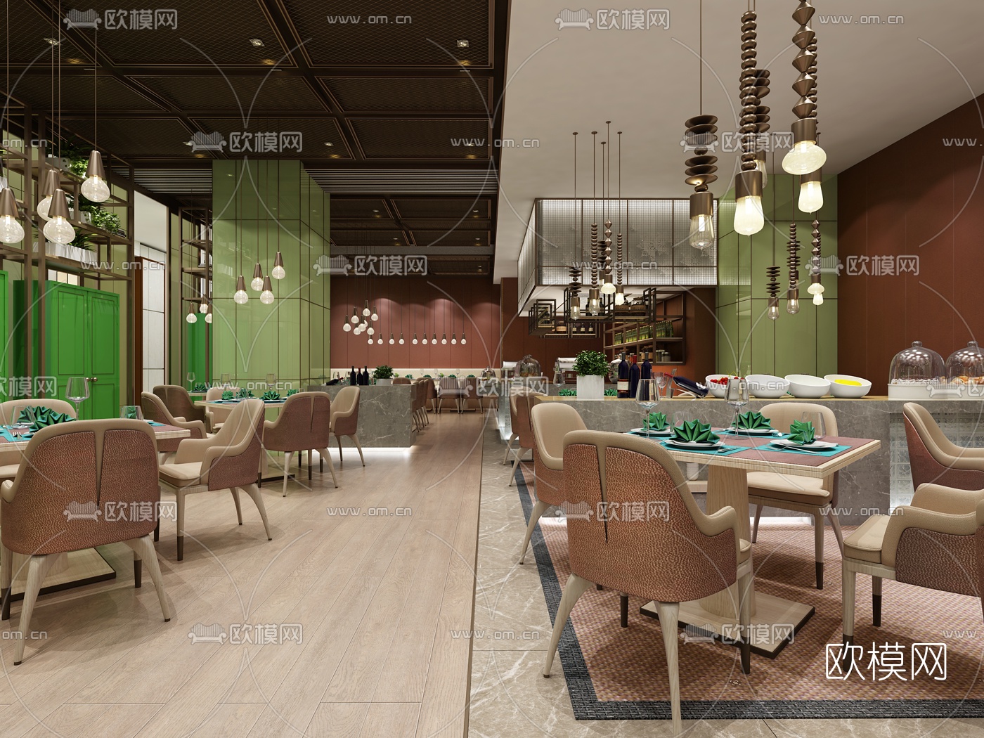 现代酒店自助餐厅3d模型