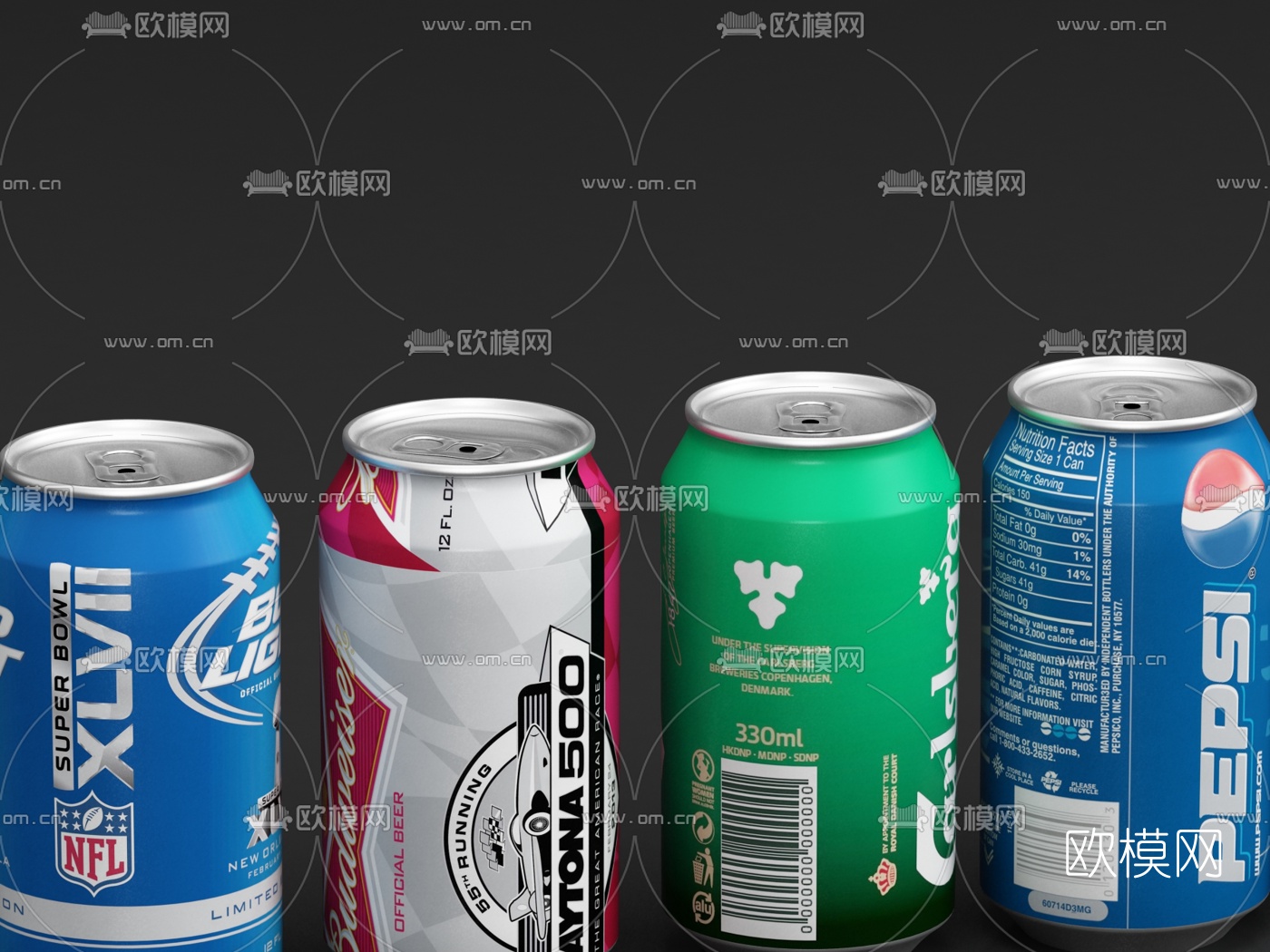 现代酒水饮料3d模型下载（渲染图2）