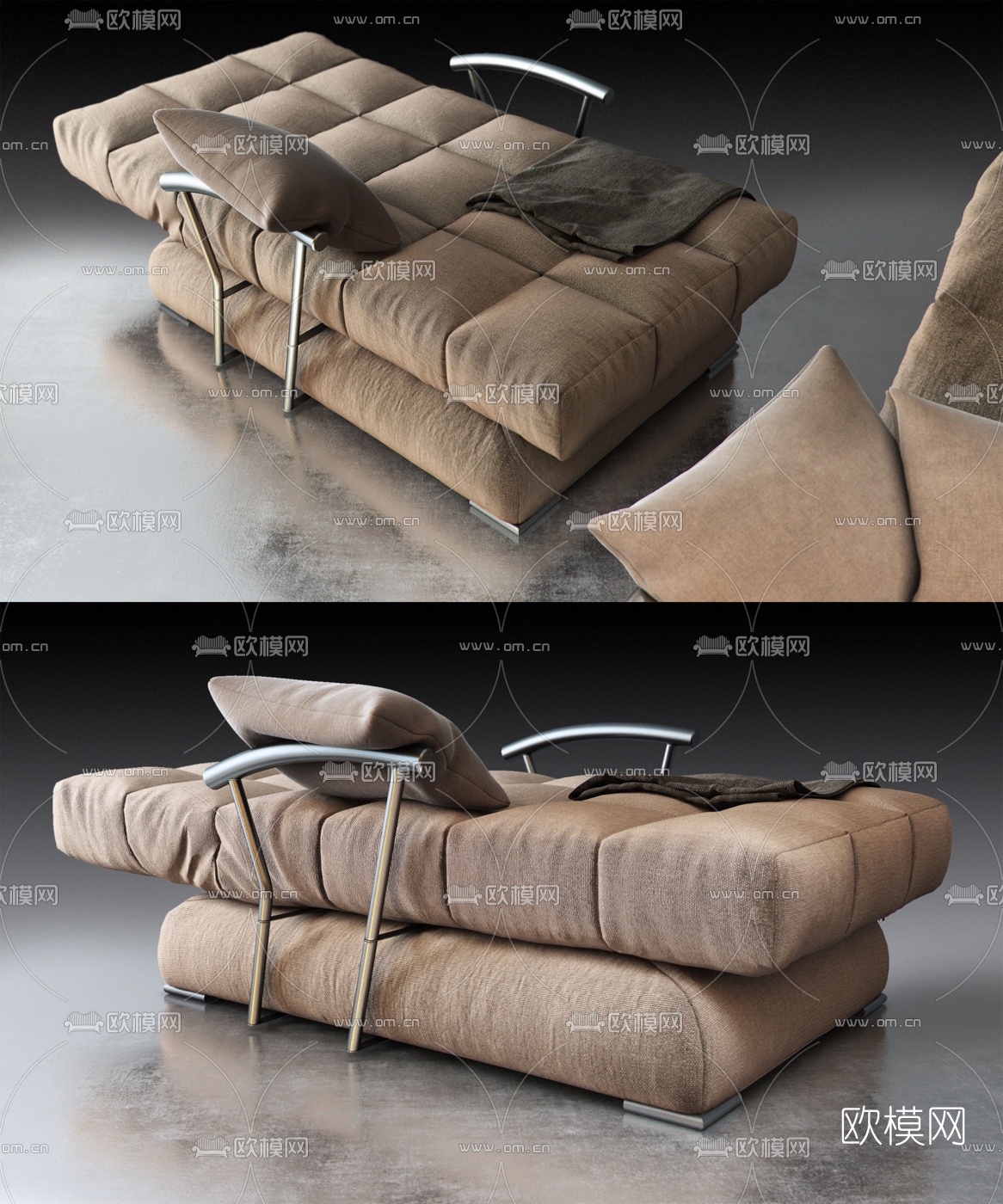 俄罗斯 RedSofa现代布艺休闲躺椅3D模型